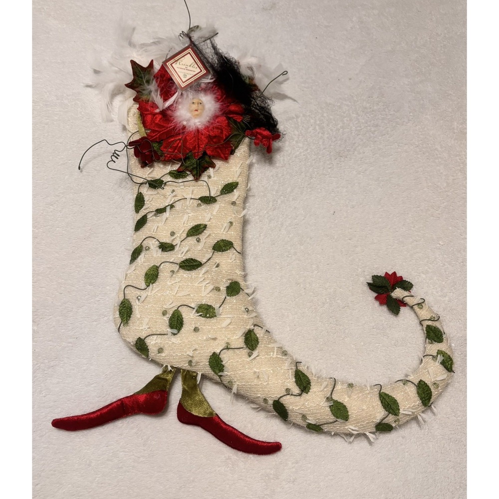 Dept 56 Patience Brewster Krinkles Poinsettia Fairy Christmas Stocking 23" READ
